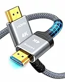 Snowkids Câble HDMI 2M haute vitesse avec 2,0 connecteurs haute vitesse plaqués or et câble Vidéo compatible Ethernet 4K UHD 2160p HD 1080p, 3D Gris