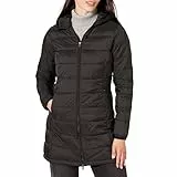 Amazon Essentials Doudoune à Capuche Déperlante, Légère et Compactable (Disponible en Grande Taille) Femme, Noir, L