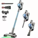 Dzaki Aspirateur Balai sans Fil Puissant avec écran LED- 45KPa 50Mins, 3 en 1 Aspirateur sans Fil sans Sac, Rechargeable Batterie, Silencieux Léger pour Tapis/Poils d'animaux/Sols Durs/Canapé/Voiture
