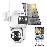 4K Caméra Surveillance WiFi Extérieure à Double Objectif,355°PTZ Caméra 2-In-1,Détection Humaine avec Panneau Solaire,Suivi Automatique,Vision Nocturne Couleur,Étanche,Audio Bidirectionnel,8MP