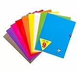 Clairefontaine 299311AMZC Lot de 9 Cahiers Agrafés Mimesys - 24x32 cm - 48 Pages Grands Carreaux - Couvertures Polypro Assorties (Rose, Bleu, Rouge, Jaune, Vert, Gris, Violet, Orange et Incolore)