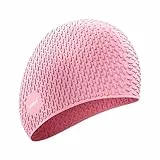 Lin's Liliana Bonnet de bain tendance pour homme et femme en silicone Particle Water Drop Swimming Cap Waterproof and Non-Stretching - Unisexe (Rose)
