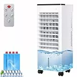 Climatiseur Mobile Silencieux, 6L Refroidisseur d'air Climatiseurs Portables Économie d'énergie Ventilateur Humidificateur, 3 Vitesses/Modes, Télécommande, 1-15H Minuterie, pour Maison Bureau Chambre