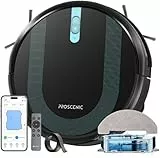 Proscenic 850T Robot Aspirateur Laveur 3000Pa, Aspirateur Robot Aspiration puissante 120min d'Autonomie, 7.3cm Ultra-Mince Silencieux,Connecté par Alexa/APP/IFTTT, pour Poils Animaux Tapis Sols Durs