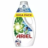 Ariel Lessive Liquide Protection Active Odor +, 70 Lavages, Touch of Febreze, Élimine Toutes les Odeurs Jusqu'à 7 Jours, Efficace à Basse Température, Pré-traitement des Taches, Fabriqué en France