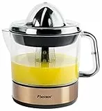 Bestron Presse-oranges et agrumes électrique, Inclut 2 cônes de pressage et un couvercle pour préserver l'arôme, Moteur à deux sens de rotation (gauche/droite), Capacité : 0.7 Litre, Couleur: Cuivre