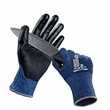ANDANDA Gants Anti Coupure de Niveau 5, Revêtement Antidérapant, Gants de Travail, Excellente Adhérence, Construction Sans Coutures, la Construction, la Machine, le Jardin, Enduit de PU, 6 Paire M