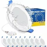 ZIZZLER Spots LED Encastrable Salle de Bain Plafond, Lot de 10, Extra Plat, Trou 68mm, Blanc Neutre 4000K, Etanche IP44, 5W, 220V, Diametre 90mm, Interieur Cuisine Bathroom