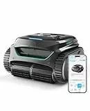 WYBOT C2 Robot Piscine sans Fil pour Piscines Enterrées 150㎡, Double Filtration, 3 Moteurs, Aspiration Puissante, Nettoyage Parois & Ligne d'eau, 180 Min, App(Noir-Vert Gris)