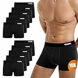 YESWEL Boxer Homme Lot de 10,Coton Calecon,Doux et Respirant,sans Étiquette sous-Vêtement,avec Ceinture Élastique (10x Noir, M)