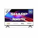 Sharp 43GD2225E - TV 43' Full HD Roku - Streaming multimédia LED Smart TV sans cadre (HDR10, codec AV1, 3 HDMI, récepteur, Wi-Fi) - Netflix, Prime, Disney+, Apple TV