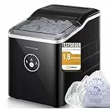 Machine à glaçons 14kg en 24h, 9 glaçons en 6 minutes, silencieux sous 40dB, affichage LED, facile à nettoyer, pelle et panier, sans installation, sur comptoir, pour la maison/cuisine (Gris foncé)