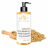B.O.T Cosmetic & Wellness - Huile de Son de Riz Organique, Pressée à Froid, Démaquillante Naturelle, Hydratant, Prévient Vergetures, Soin Capillaire - 500 ml