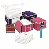 VOUNOT® Lot de Housse de rangement sous vide Grande Capacité XXL 4 Sacs sous vide avec 4 coffres de rangement 2 petits modèles 154L et 2 grands modèles 484L Housse de rangement duvet et couettes