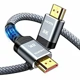 Snowkids 8K Câble HDMI 2M, Ultra Haut Débit 48Gbps 8K@60Hz 4K@120Hz Cordon HDMI 2.1, HDR10+ ARC eARC HDCP 2.2&2.3 Compatible avec TV PC Monitor Projecteur PS-5 X-box