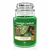 Yankee Candle bougie parfumée Sapin baumier et cèdre | Format jarre | Bougie longue durée jusqu’à 150 heures de combustion |Cadeaux parfaits pour les femmes, Balsam & Cedar