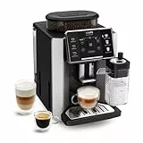 Krups Sensation Lait, Machine à café grains, Expresso automatique, 6 boissons, Carafe à lait Cappuccino, Interface tactile, Nettoyage automatique, Silver, EA912E10