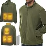 LABEWVI Gilet chauffant, veste chauffante homme avec batterie incluse, 10000mAh polaire blouson chauffant C1 (FR/ES, Alpha/lettres, 4TG, Taille normale, Taille normale, Vert)