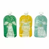 Badabulle Lot de 15 Gourdes Réutilisables pour Bébé & Enfant, Graduées 150 ml, Gourdes pour Compote ou Purée, 100% Hermétiques, Sans BPA, Surface Réinscriptible pour Noter la Recette