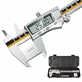 Pied à Coulisse à Vernier, Preciva Calibre Numérique avec Ecran LCD Clair, Outil de Mesure de Précision, Jauge de Mesure en Métal en Acier Inoxydable avec Conversion In/Mm