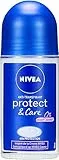 NIVEA Déodorant Bille Protect & care (1 x 50 ml), déodorant femme protection efficace 48H, déo femme inspiré de la crème NIVEA, Anti transpirant sans alcool