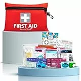 General Medi Trousse de Premiers Secours Composée de 92 Articles pour la Maison, Le Véhicule, Les Voyages, Le Bureau, Le Lieu de Travail, la Randonnée, la Survie et l'Extérieur (Rouge)