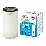 THERMACELL Diffuseur Anti Moustiques et Moustiques Tigres - Extérieur - sans Fil, Nomade - Zone de Protection 20m² - Effet Rapide - Inodore - Recharges 48h - 4 Cartouches Gaz + 12 Plaquettes - Blanc