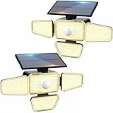 Peasur Lumiere Solaire Exterieur Detecteur de Mouvement 318LED, [Lot de 2] 3 Modes Lampe Solaire, Étanche Eclairage Solaires pour Jardin Outdoor Garage Cour[Blanc Chaud]