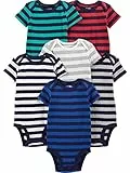 Simple Joys by Carter's Short Sleeve Bodysuit Chemise, Gris/Bleu Marine/Blanc/Multi Stripe, 0 Mois (Lot de 6) Bébé garçon