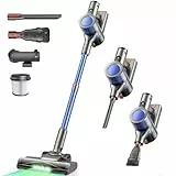 Dzaki Aspirateur Balai sans Fil Puissant avec écran LED- 45KPa 50Mins, 3 en 1 Aspirateur sans Fil sans Sac, Rechargeable Batterie, Silencieux Léger pour Tapis/Poils d'animaux/Sols Durs/Canapé/Voiture