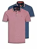 JACK & JONES Hommes JJEPAULOS 2 Pack Soft Polo Shirt - Rouge/Denim Bleu - L