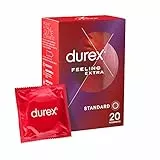 Durex Préservatifs Feeling Extra - 20 Préservatifs Fins et Extra Lubrifiés Pour Plus de Sensations - Taille Standard