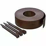 Amazon Basics Bobine de bordure avec 10 piquets, 8 cm/3 pouces x 12 m/40 pieds, brun