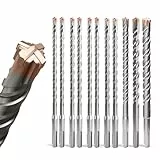 ZENIX Jeu de forets SDS Plus, 11 pièces [Ø4-14×210 mm] - Revêtement en titane, 4 arêtes de coupe | Acier 40CR