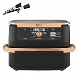 NINJA Foodi FlexDrawer Air Fryer, Dual Zone Avec Séparateur Amovible, Grand Tiroir de 10.4 L, 7-en-1, Double Zone, Pièces Antiadhésives Compatibles Au Lave-Vaisselle, Noir & Cuivre, AF500EUCP