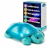 Cloud b Veilleuse Apaisante Projecteur d'étoiles avec sons apaisants | Luminosité douce | 3 couleurs | Arrêt automatique | Veilleuse musicale Tortue Twinkling Twilight Turtle Aqua