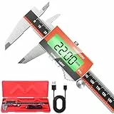Preciva Pied à Coulisse Numérique Rechargeable avec Rétroéclairage,150mm Pied a Coulisse Digital, Écran LCD Grand, Étanche IP54, Conversion Mm/Pouce - Pied à Coulisse Numérique de Précision