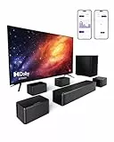 ULTIMEA Barre de Son TV 7.1 avec Dolby Atmos, Contrôle d'App, 4 Enceintes Surround Filaires, Enceintes pour Téléviseur 460W avec Caisson de Basse sans Fil, Home Cinéma Bluetooth 5.3, Poseidon D80