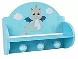 FUN HOUSE 713338 Leon Le Dragon Etagère Porte Manteau pour Enfant H.33 X L.45 X P.14 cm, PM