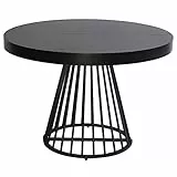 Menzzo Table Ronde Extensible Grivery Noir Pieds Noir