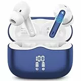Écouteurs Bluetooth 5.4, 2025 Ecouteurs sans Fil avec ENC Réduction Antibruit Mic, 40H HD Son Stéréo Durée de Lecture, Oreillette Bluetooth IP7 Étanche, Écran LED, Casque pour Android iOS, Bleu Royal