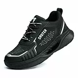 WUAYAMI Chaussures de Sécurité Hommes Femmes Légère Basket Securite Chaussures de Travail Confortable Antidérapante Respirantes,Noir, 46 EU