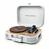 Platine Vinyle stéréo Muse MT201-WW, 33/45/78 TRS - Enceintes intégrées - Bluetooth USB Lecture/Encodage SD/AUX - Bois et Blanc