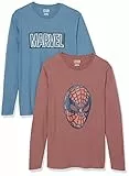 Amazon Essentials Disney | Marvel | Star Wars T-Shirts à Manches Longues Homme, Lot de 2, Spider Man Marvel, L