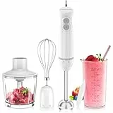 Bonsenkitchen Mixeur Plongeant, 1000 W, Acier Inoxydable, 2 Vitesses Variables, avec Hachoir, verre Doseur et Fouet, pour Préparations pour Bébés, Soupes, Smoothies et Purées