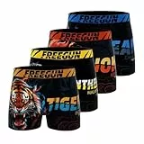 FREEGUN Boxer Homme, Caleçon Homme Wild Animals, Doux & Respirant (Lot de 4), Orange Taille L