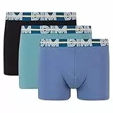 DIM Boxer Homme Style Powerful Coton Stretch x3, Bleu Jacinthe/Vert Viride/Noir, L