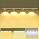 OUILA Dimmable Lampe Placard 44CM, 3 Couleur Réglable Luminosité Réglable 1500mAh USB Sans Fil LED Lampe de Placard avec Détecteur de Mouvement Veilleuse pour Cuisine, Armoires, Escalier