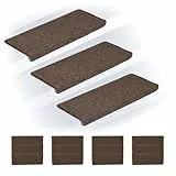 Relaxdays Marchette d'escalier rectangulaire, Auto-adhésive, lot Pratique de 15, L x P : 65 x 24 cm, Marron foncé