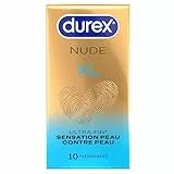 Durex Nude XL - 10 Préservatifs Homme Ultra Fins et Extra Larges - Largeur nominale 60mm